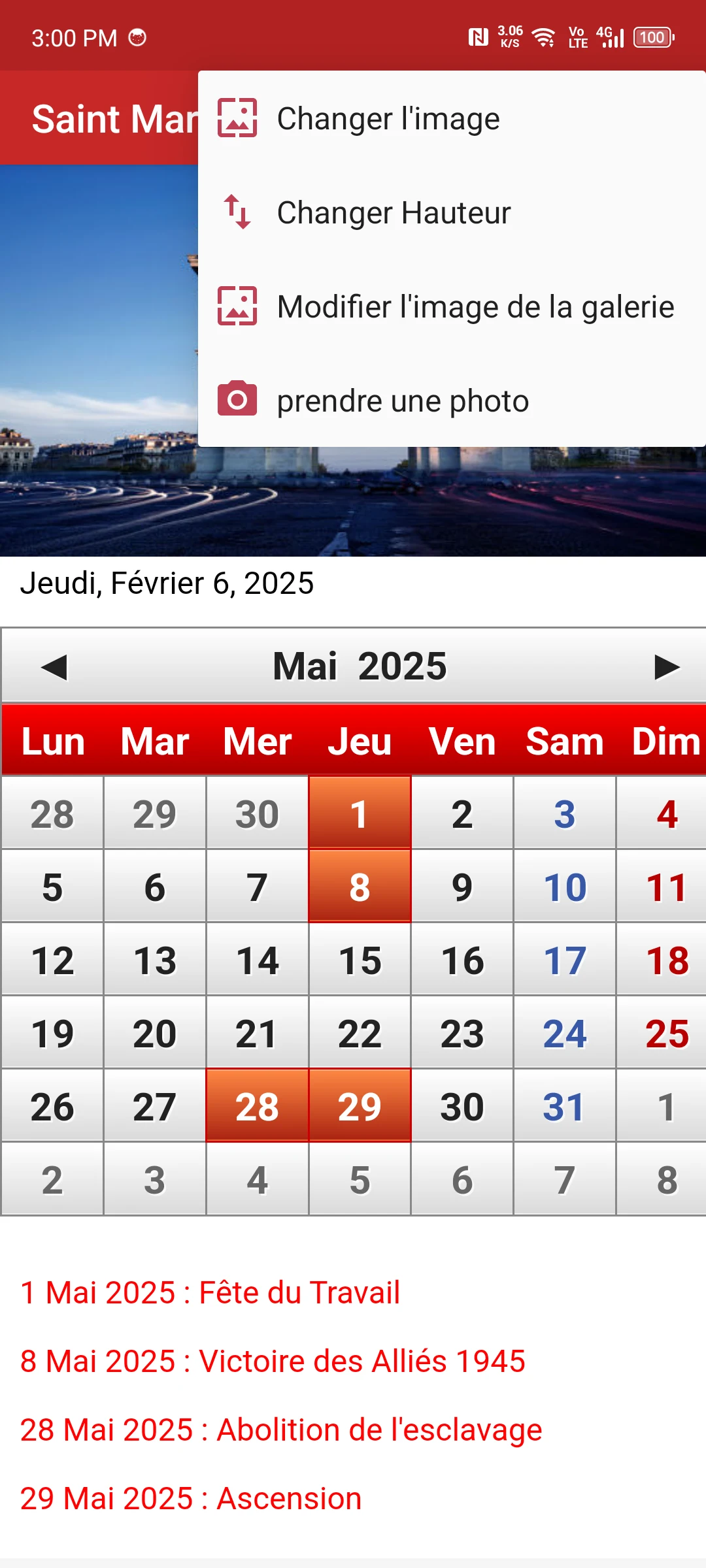 Saint Martin Calendrier 2026 screenshot